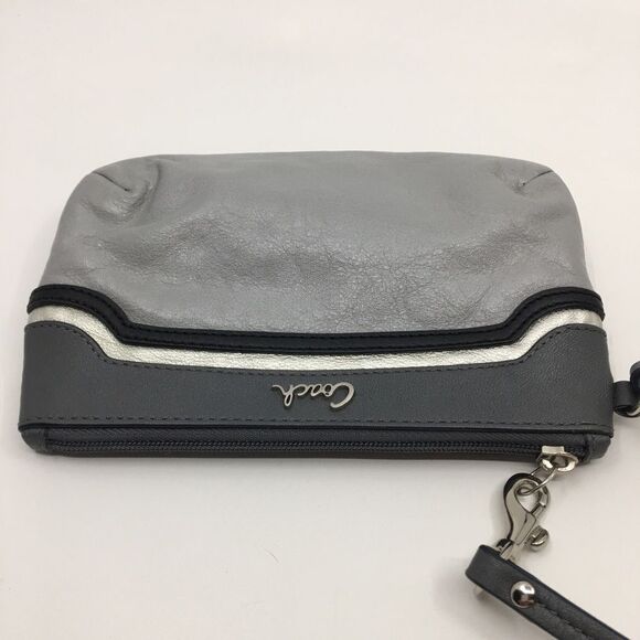 Coach Ashley Metallic Pewter Silver & Gray Large Pleated Leather Wristlet - Picture 8 of 16